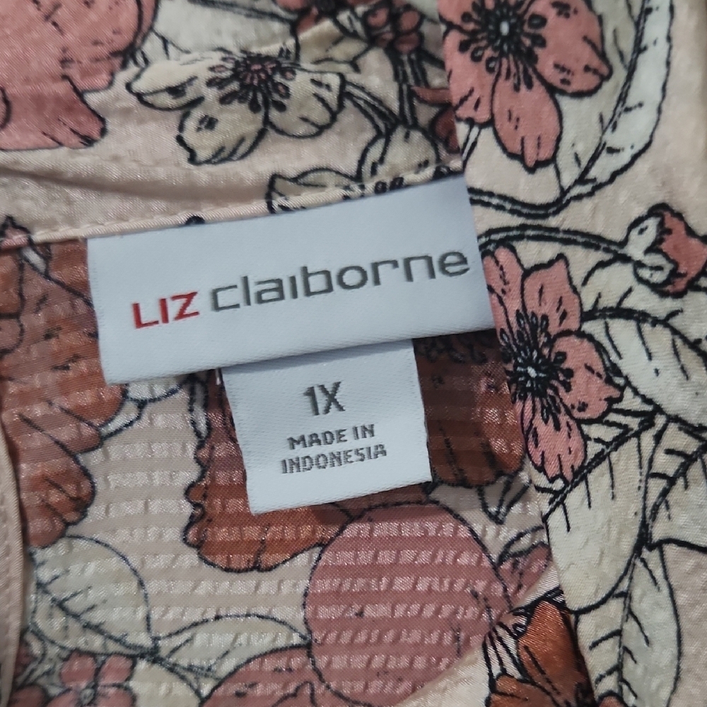 Liz Claiborne Floral Blouse - Size 1X - Picture 4 of 8